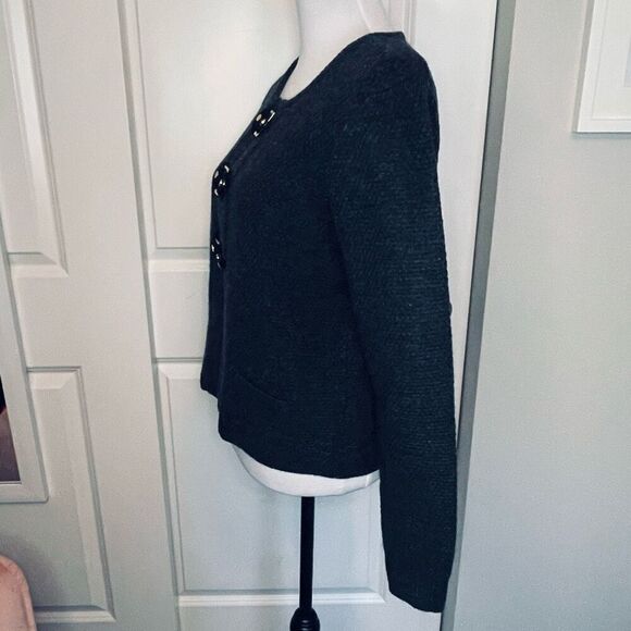 Cynthia Rowley Gray Textured Sweater Cardigan size Medium - Picture 3 of 10